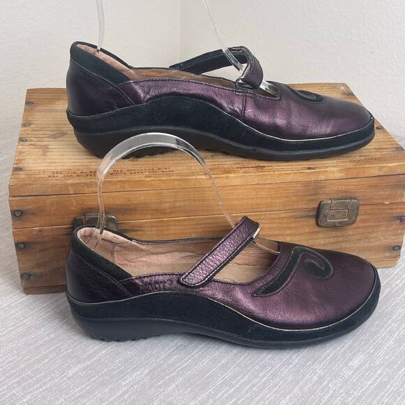 Naot Matai Mary Jane 37 EU Metallic Purple Leather Black Swirl Comfort Shoe US 6 - Picture 4 of 11